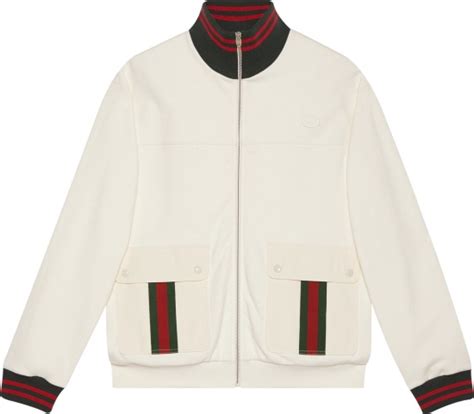 white gucci track jacket|Gucci bomber track jacket.